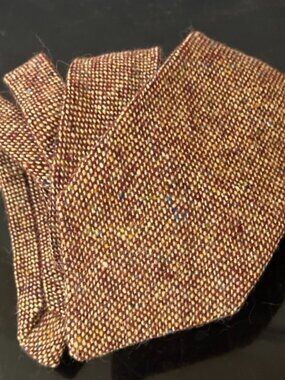 Temple Donegal Tweed Wool Tie Burgundy Wine Maroon Tan Bart Keogh & Sons Necktie